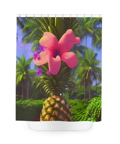 Ai Art Design Print Pineapple Hawaii Shower Curtain For Modern Bathroom Decor