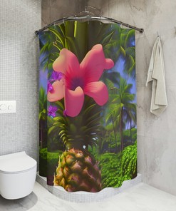 Ai Art Design Print Pineapple Hawaii Shower Curtain For Modern Bathroom Decor
