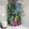 Ai Art Design Print Purple Pineapple Hawaii Shower Curtain For Modern Bathroom Decor