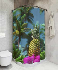 Ai Art Design Print Purple Pineapple Hawaii Shower Curtain For Modern Bathroom Decor
