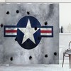 Airplane Shower Curtain With Star Circle Print For Unique Bathroom Decor
