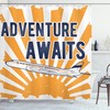 Airplane Sun Journey Print Adventure Shower Curtain For A Travel-Inspired Bathroom