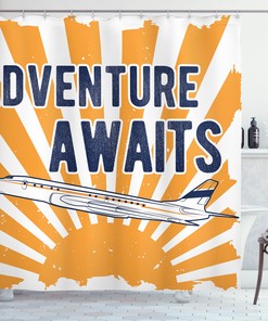 Airplane Sun Journey Print Adventure Shower Curtain For A Travel-Inspired Bathroom