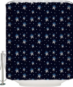 Alageo Pirate And Skull Stall Size Shower Curtain For Sea Rover Sailing Viking Bathroom Decor