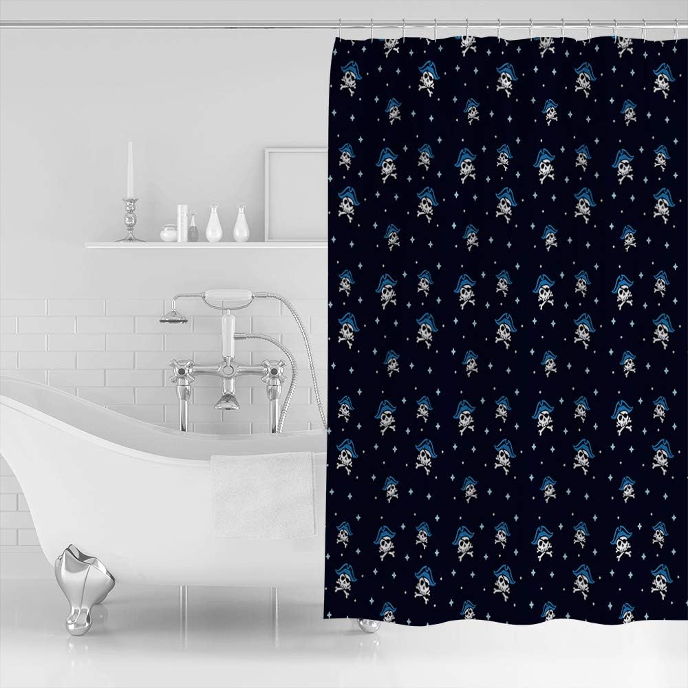 Alageo Pirate And Skull Stall Size Shower Curtain For Sea Rover Sailing Viking Bathroom Decor - Image 2