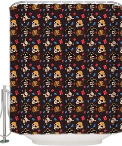 Alageo Pirate And Skull Waterproof Shower Curtain For Sea Rover Sailing Viking Bathroom Decor