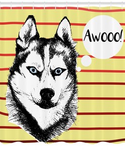 Alaskan Malamute Pattern Shower Curtain For Animal Lovers Bathroom Decor