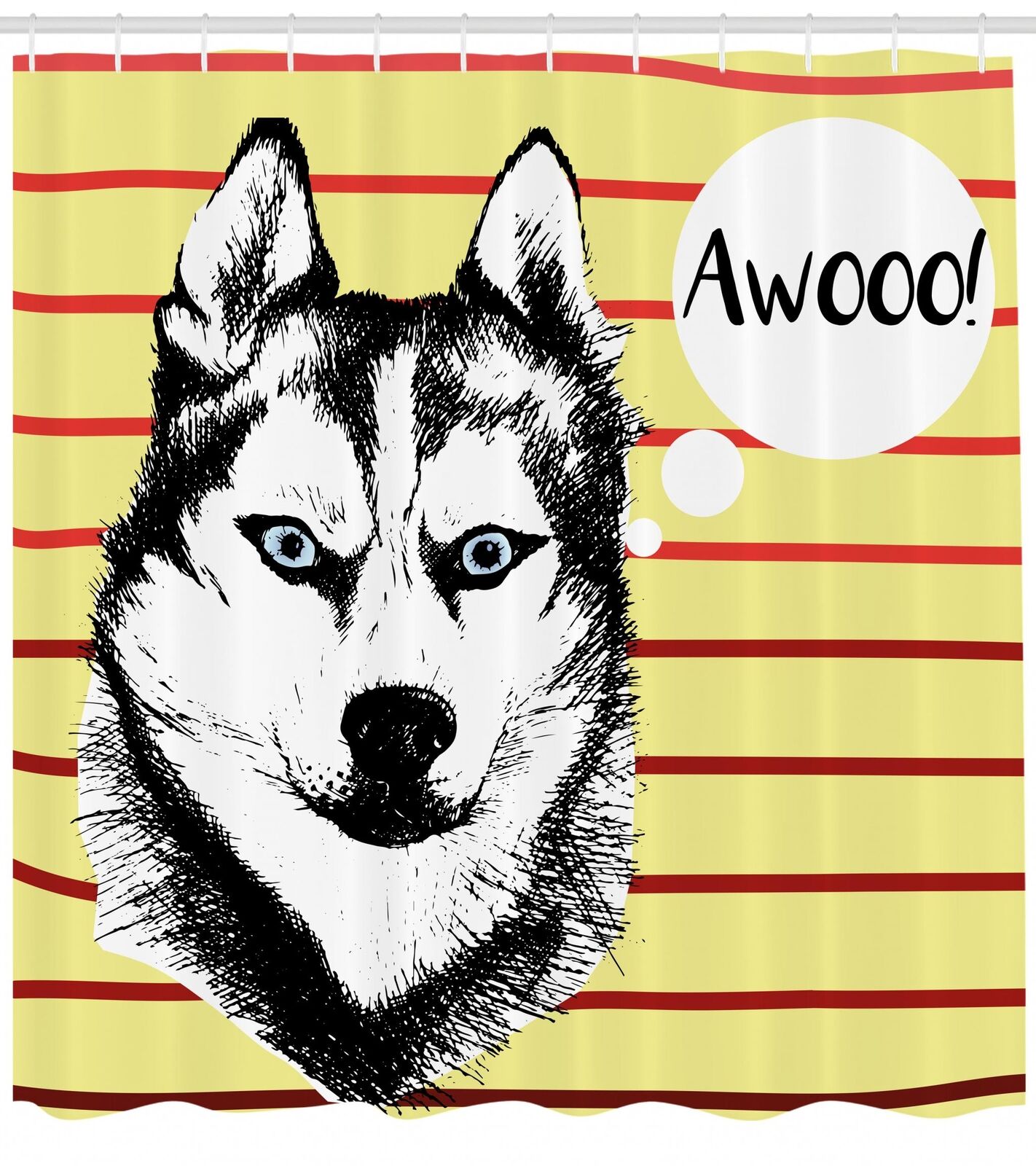 Alaskan Malamute Pattern Shower Curtain For Animal Lovers Bathroom Decor