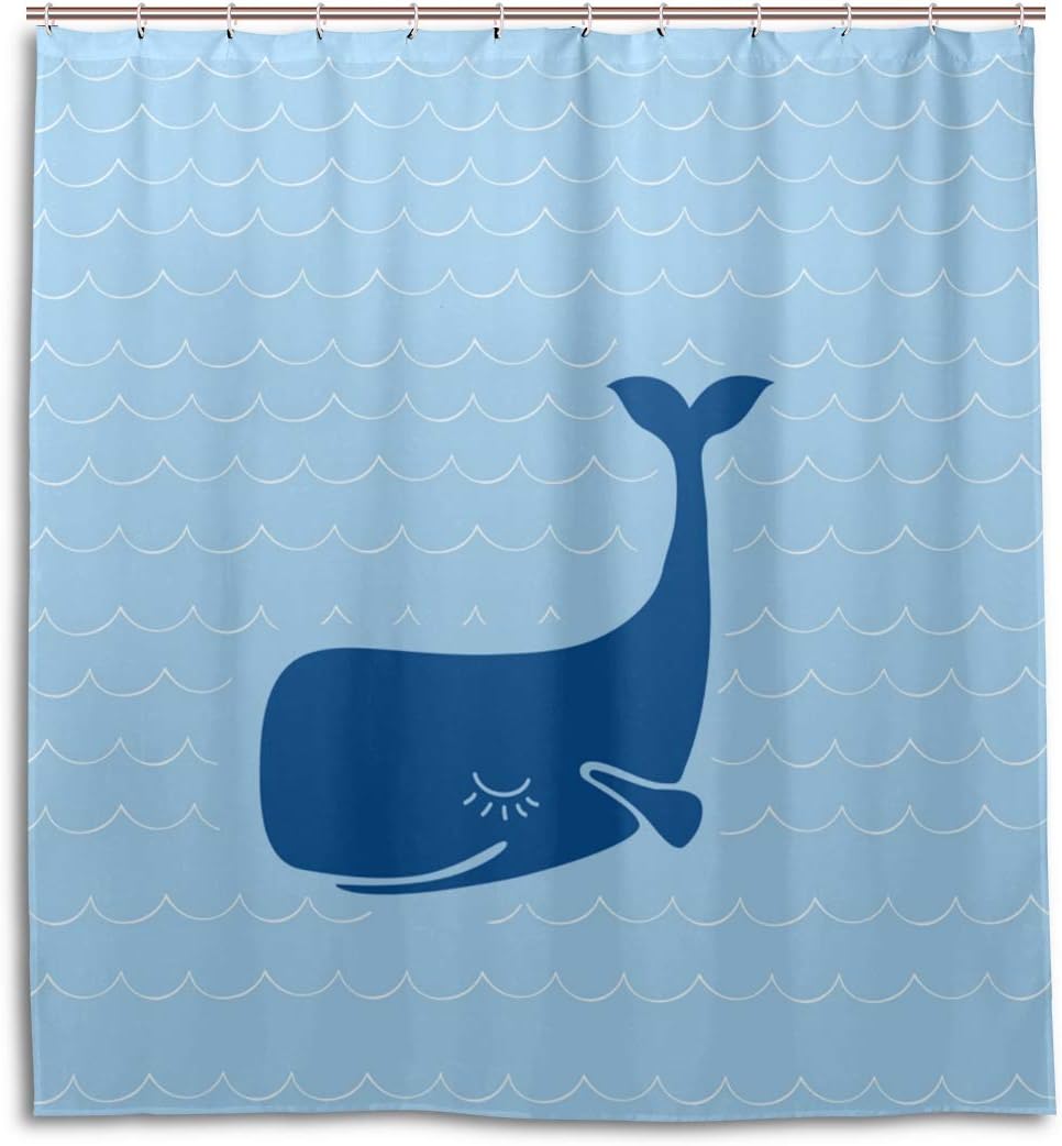 Alaza Colorful Cartoon Whale Print Shower Curtain For Happy Bathroom