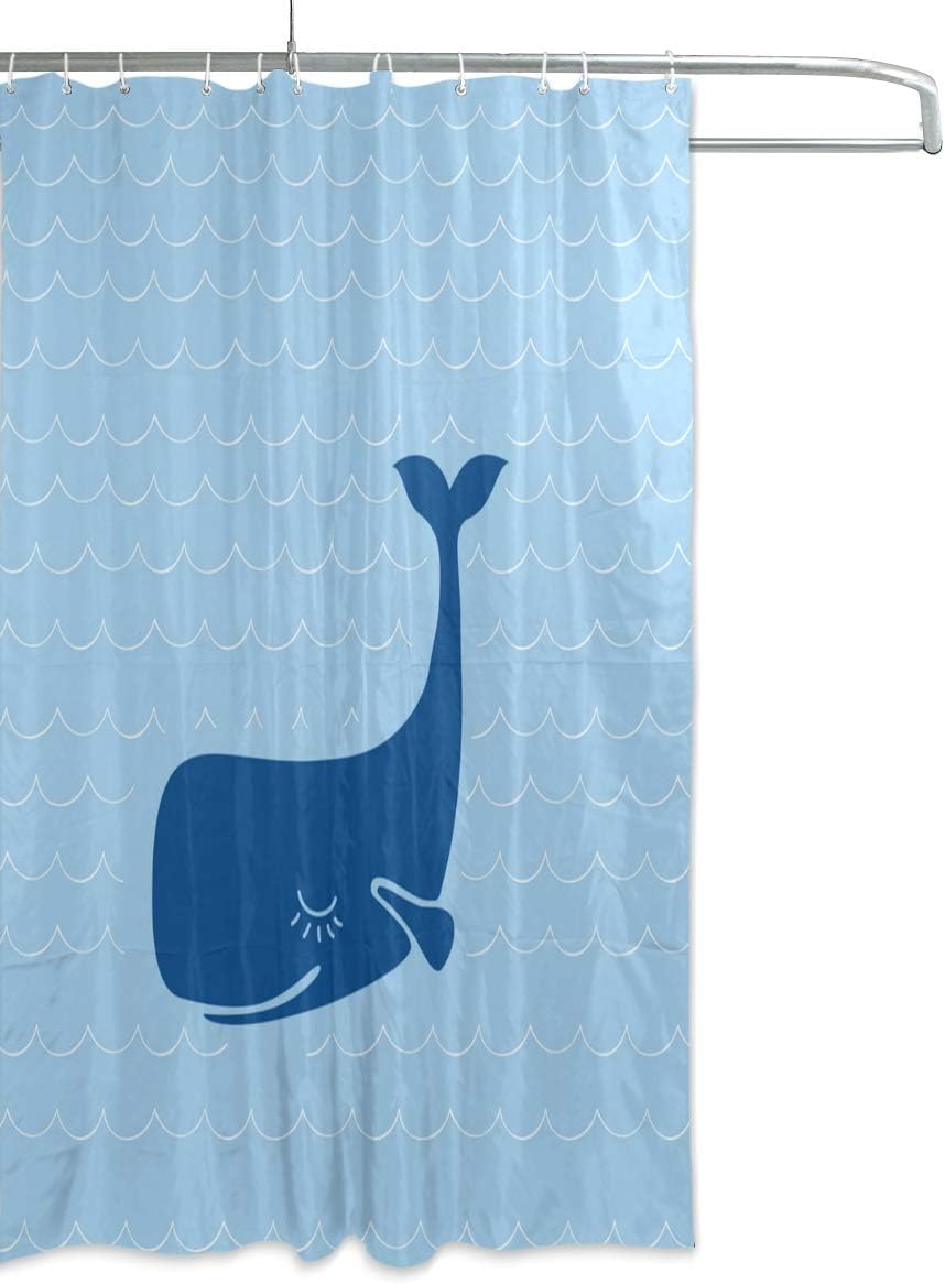 Alaza Colorful Cartoon Whale Print Shower Curtain For Happy Bathroom - Image 2