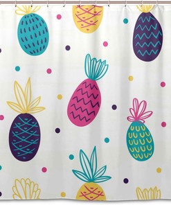 Alaza Colorful Pineapple And Polka Dot Shower Curtain For Waterproof Bathroom Decor