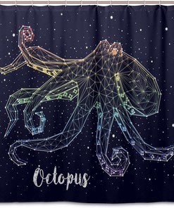 Alaza Constellation Octopus Print Shower Curtain For Space-Themed Bathroom