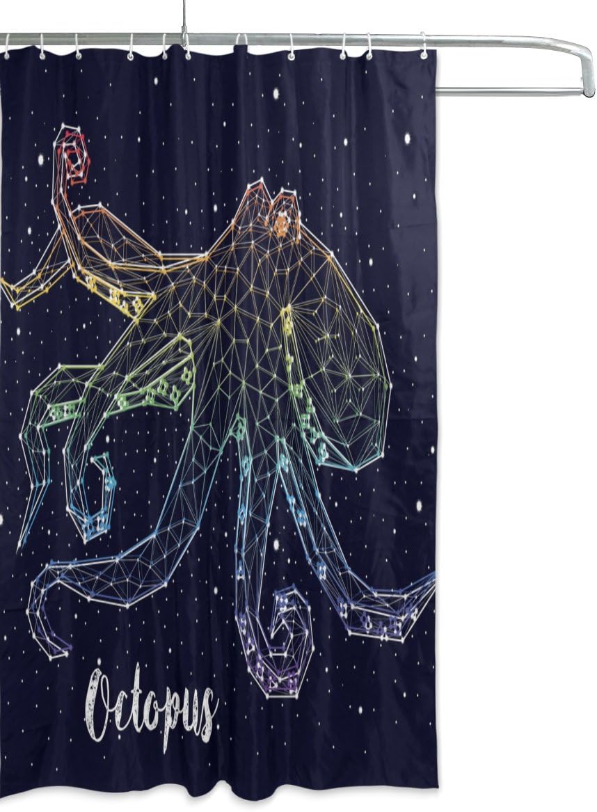 Alaza Constellation Octopus Print Shower Curtain For Space-Themed Bathroom - Image 2