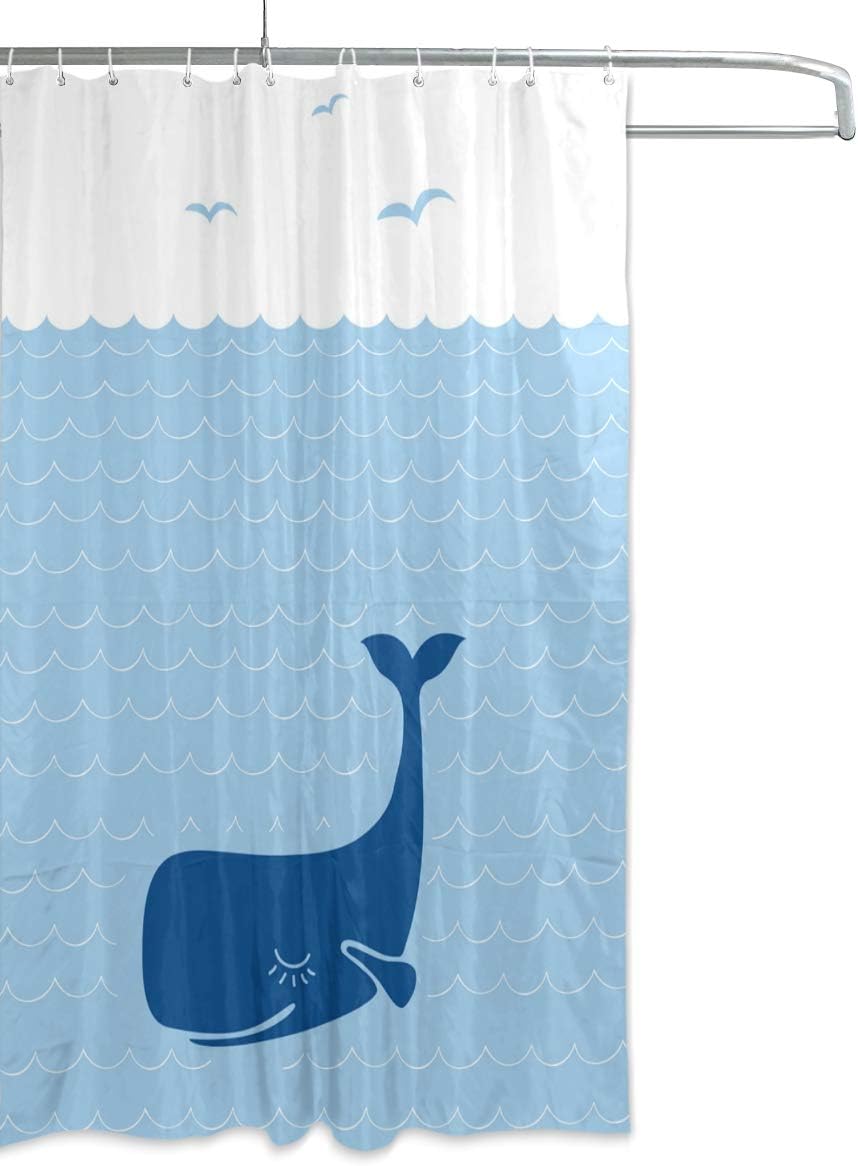 Alaza Funny Whale Cartoon Print Shower Curtain For Bathroom Decoration - Image 2