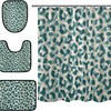 Alaza Geometric Green Leopard Print Shower Curtain With Mat And Toilet Cover For Home Decor