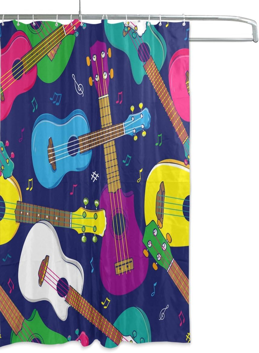 Alaza Hawaiian Ukulele Pop Colorful Shower Curtain For Bathroom Decoration - Image 2
