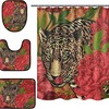 Alaza Leopard And Peonies Vintage Print Shower Curtain With Mat And Toilet Cover For Home Decor