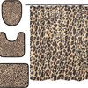 Alaza Leopard Spot Print Shower Curtain With Mat And Toilet Cover For Home Decor