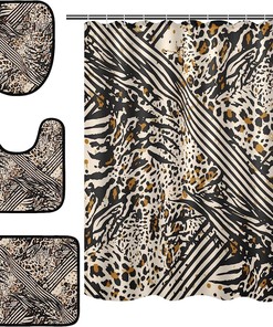 Alaza Leopard Spot Zebra Stripe Print Shower Curtain For Modern Bathroom Decor
