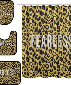Alaza Life Is Short, Buy The Shoes Leopard Spot Quote Shower Curtain For Chic Bathroom Decor