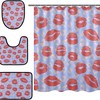 Alaza Lips On Wild Leopard Spot Background Print Shower Curtain For Bold Bathroom Decor