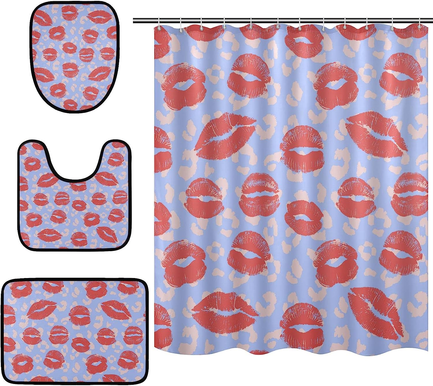 Alaza Lips On Wild Leopard Spot Background Print Shower Curtain For Bold Bathroom Decor