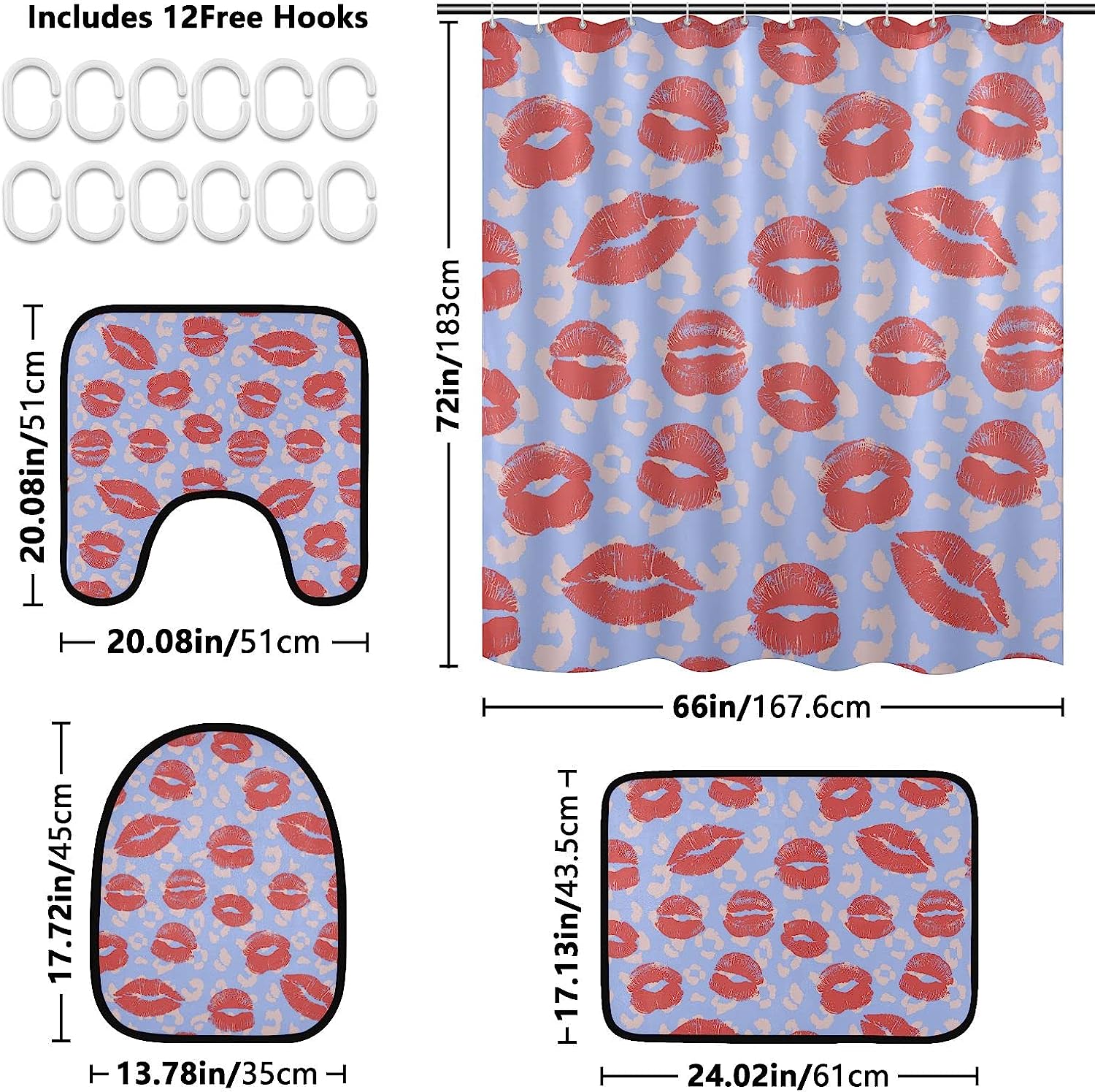 Alaza Lips On Wild Leopard Spot Background Print Shower Curtain For Bold Bathroom Decor - Image 2
