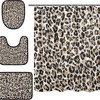 Alaza Modern Abstract Leopard Spot Print Shower Curtain With Mat And Toilet Cover For Home Decor