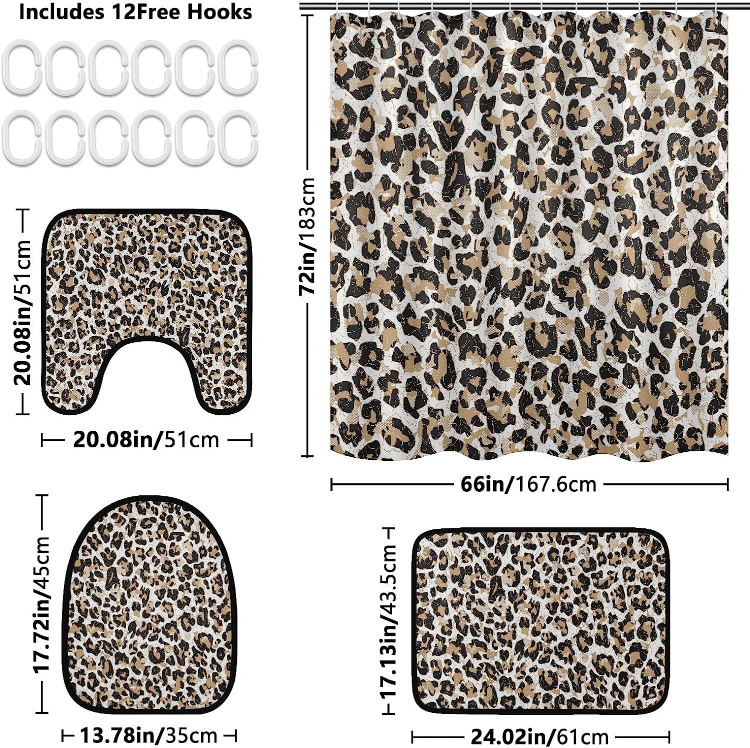 Alaza Modern Abstract Leopard Spot Print Shower Curtain With Mat And Toilet Cover For Home Decor - Image 2