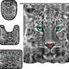 Alaza Modern Leopard Print Shower Curtain With Mat And Toilet Cover For Luxurious Bathroom Decor