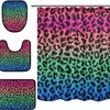 Alaza Multicolor Leopard Spot Print Shower Curtain With Mat And Toilet Cover For Bold Bathroom Decor