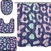 Alaza Neon Blue Pink Color Leopard Spot Print Shower Curtain For Vibrant Bathroom Decor