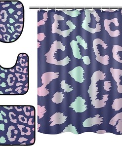 Alaza Neon Blue Pink Color Leopard Spot Print Shower Curtain For Vibrant Bathroom Decor