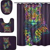 Alaza Neon Colors Leopard Print Shower Curtain With Mat And Toilet Cover For Fun Bathroom