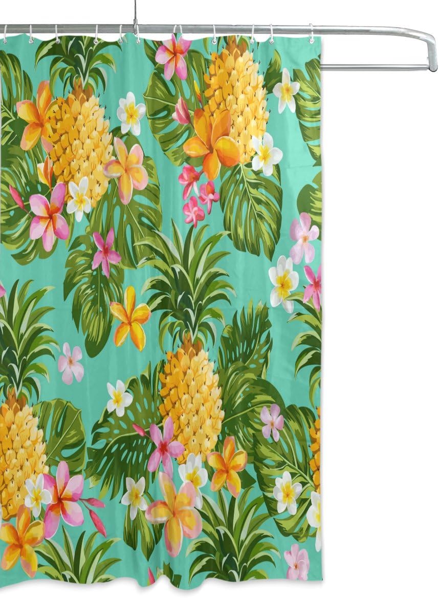 Alaza Pineapple And Flower Print Shower Curtain For Fun Bathroom Decor - Image 2