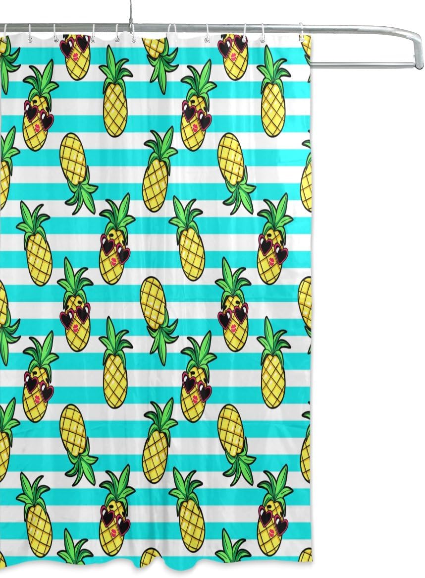 Alaza Pineapple Sunglasses Summer Print Shower Curtain For Beachy Bathroom Decor - Image 2