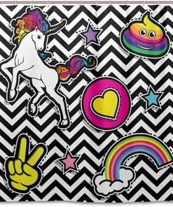 Alaza Pop Art Unicorn Rainbow Chevron Print Shower Curtain For Whimsical Bathroom