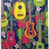 Alaza Pop Colorful Hawaiian Fruity Ukulele Flower Print Shower Curtain For Fun Bathroom Decor