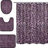 Alaza Purple Leopard Spot Print Shower Curtain With Mat And Toilet Cover For Bold Bathroom Decor
