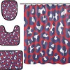 Alaza Red Blue Leopard Spot Print Shower Curtain With Mat And Toilet Cover For Modern Bathroom Decor