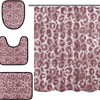 Alaza Retro Abstract Leopard Spot Print Shower Curtain With Mat And Toilet Cover For Fun Bathroom Decor