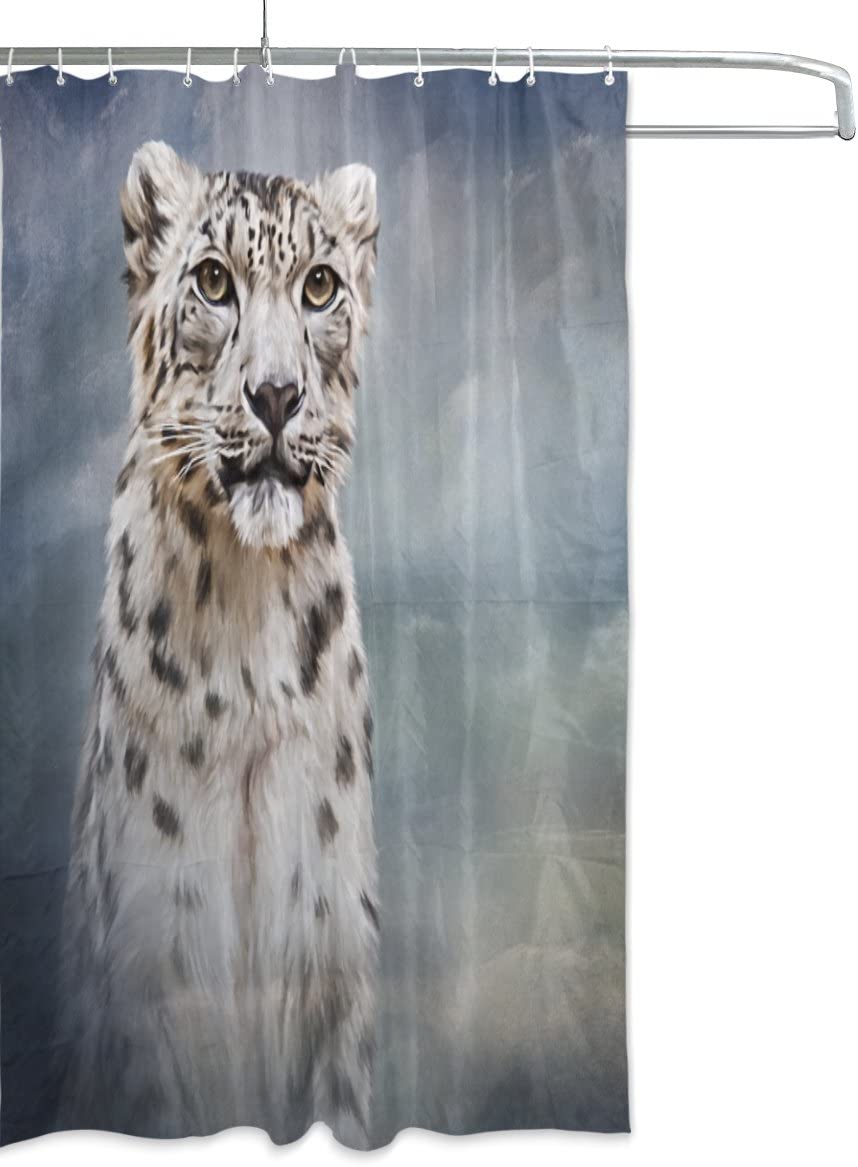 Alaza Snow Leopard Drawing Print Shower Curtain For Bathroom Decoration - Image 2
