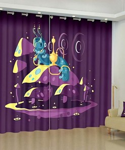 Alice In Wonderland Absolem Character Grommet Curtains Fantasy Mushroom Print 