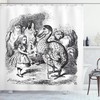 Alice In Wonderland Shower Curtain With Dodo Animal Adventures Big Bird Sketch Theme - White And Black Color
