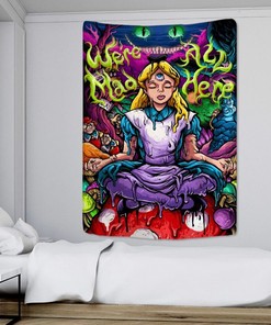 Alice In Wonderland Trippy Tapestry Shower Curtain for Creative Bath Decor