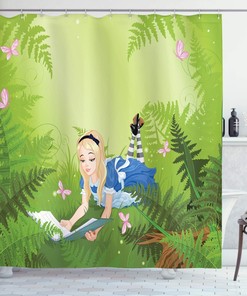 Alice Reading Book In Forest Butterfly Nature Magic Love Shower Curtain