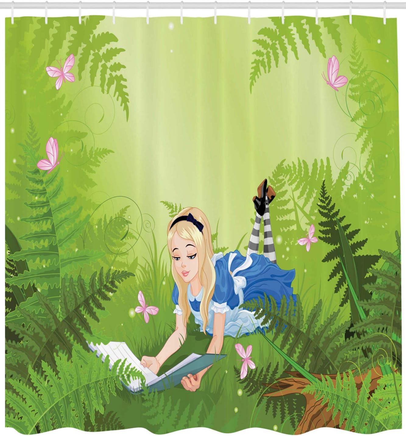 Alice Reading Book In Forest Butterfly Nature Magic Love Shower Curtain - Image 2