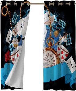 Alice in Wonderland Blackout Grommet Window Curtains for Bedroom - Multicolor