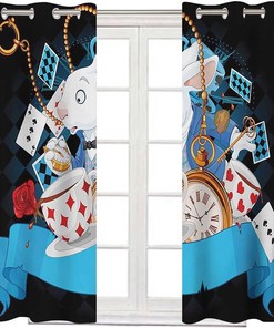 Alice in Wonderland Blackout Grommet Window Curtains for Bedroom - Multicolor