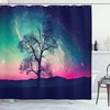 Aliens And Red Galaxy Shower Curtain For Sci-Fi Bathroom Decor